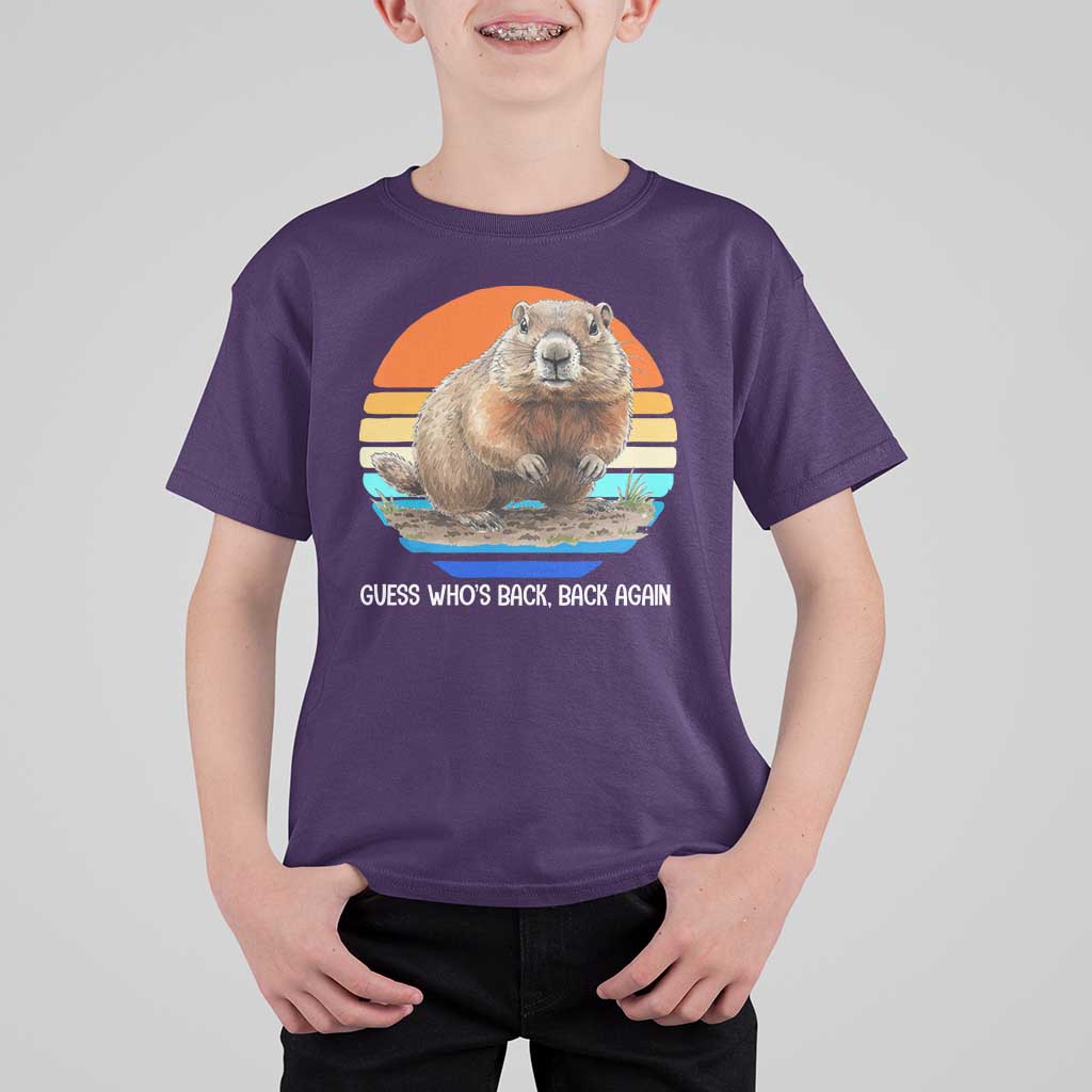 Groundhog Day T Shirt For Kid Retro Vintage Funny Woodchuck Guess Whos Back - Wonder Print Shop