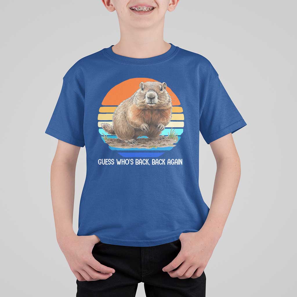 Groundhog Day T Shirt For Kid Retro Vintage Funny Woodchuck Guess Whos Back - Wonder Print Shop