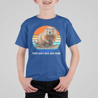 Groundhog Day T Shirt For Kid Retro Vintage Funny Woodchuck Guess Whos Back - Wonder Print Shop