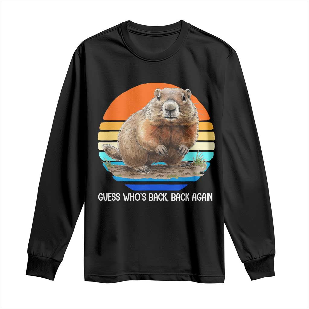 Groundhog Day Long Sleeve Shirt Retro Vintage Funny Woodchuck Guess Whos Back - Wonder Print Shop