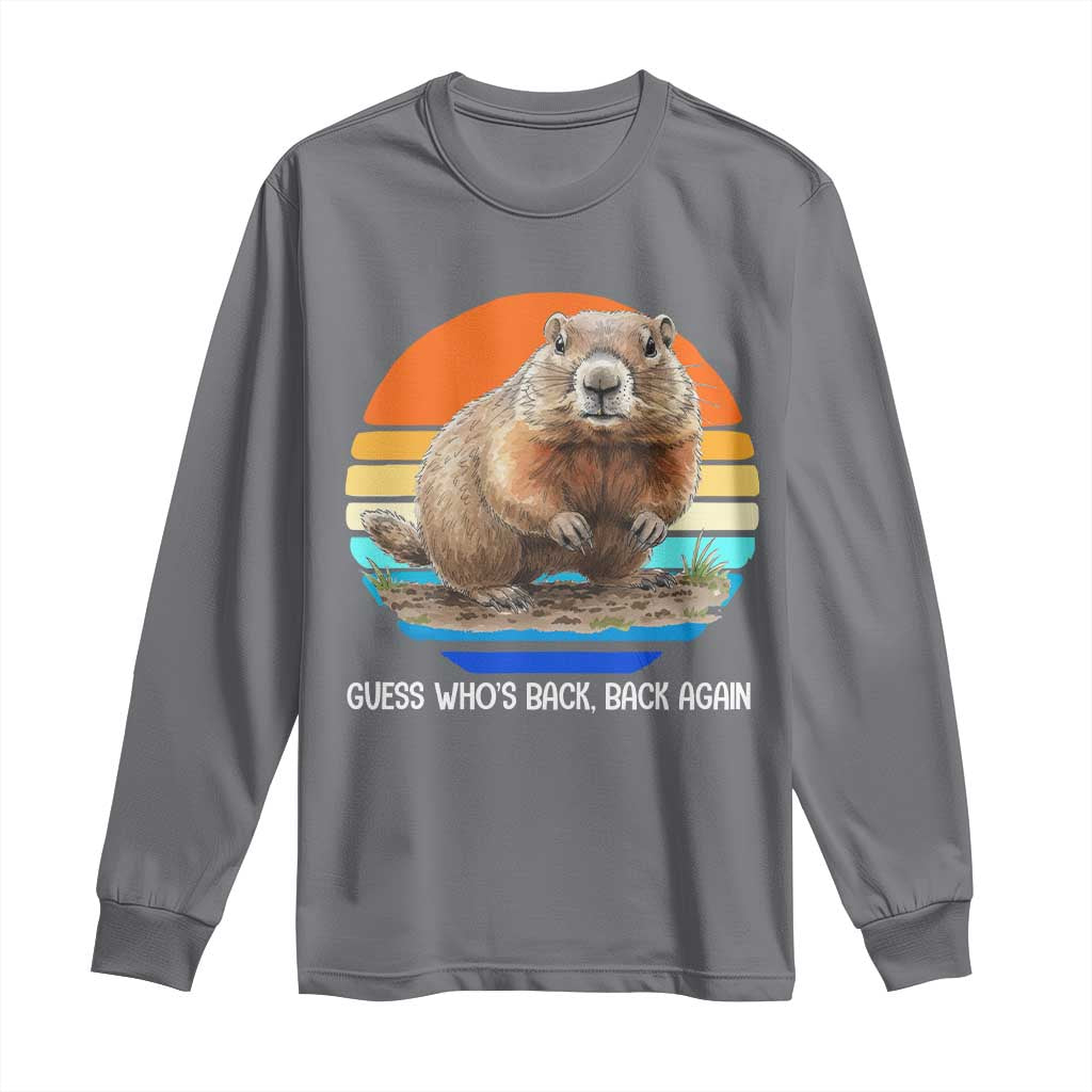 Groundhog Day Long Sleeve Shirt Retro Vintage Funny Woodchuck Guess Whos Back - Wonder Print Shop