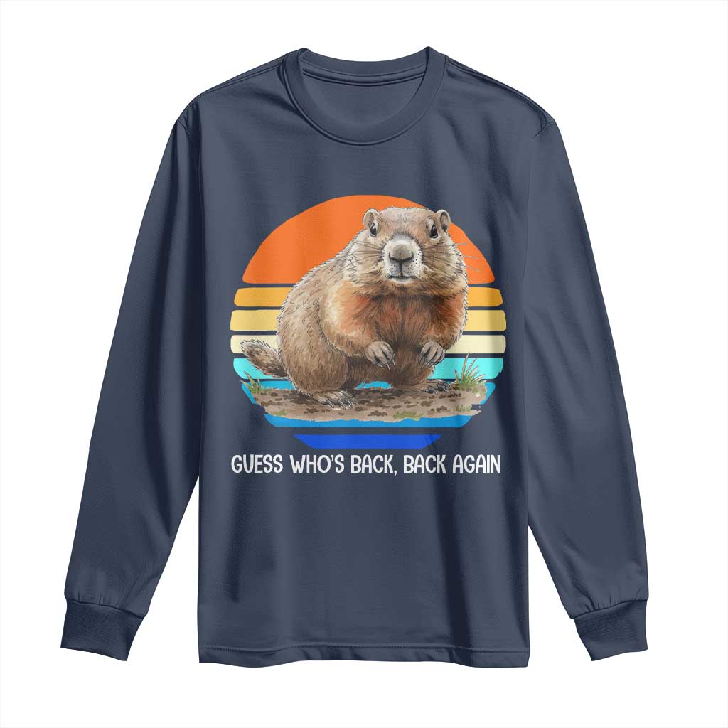 Groundhog Day Long Sleeve Shirt Retro Vintage Funny Woodchuck Guess Whos Back - Wonder Print Shop