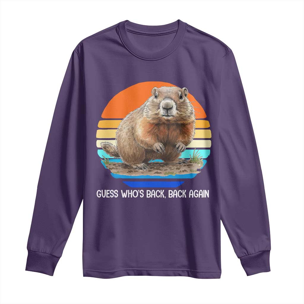 Groundhog Day Long Sleeve Shirt Retro Vintage Funny Woodchuck Guess Whos Back - Wonder Print Shop