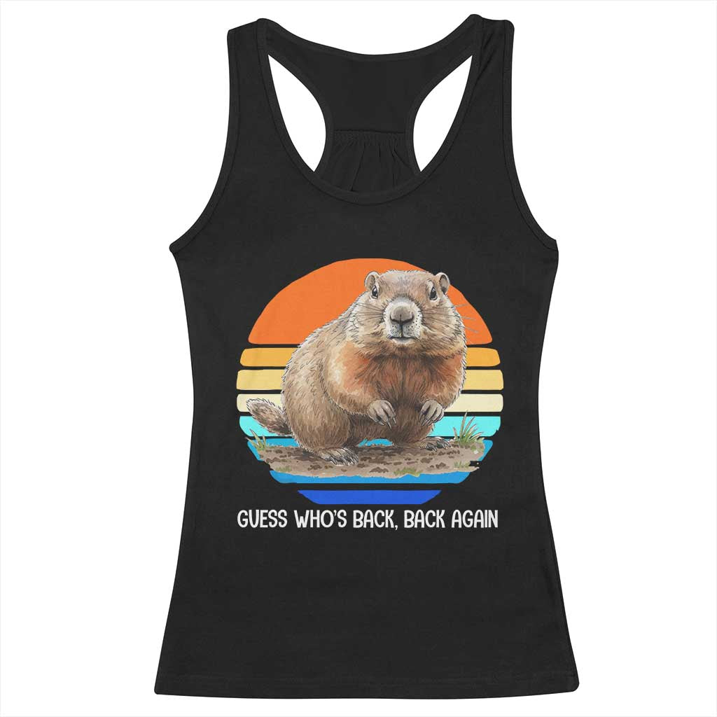 Groundhog Day Racerback Tank Top Retro Vintage Funny Woodchuck Guess Whos Back - Wonder Print Shop