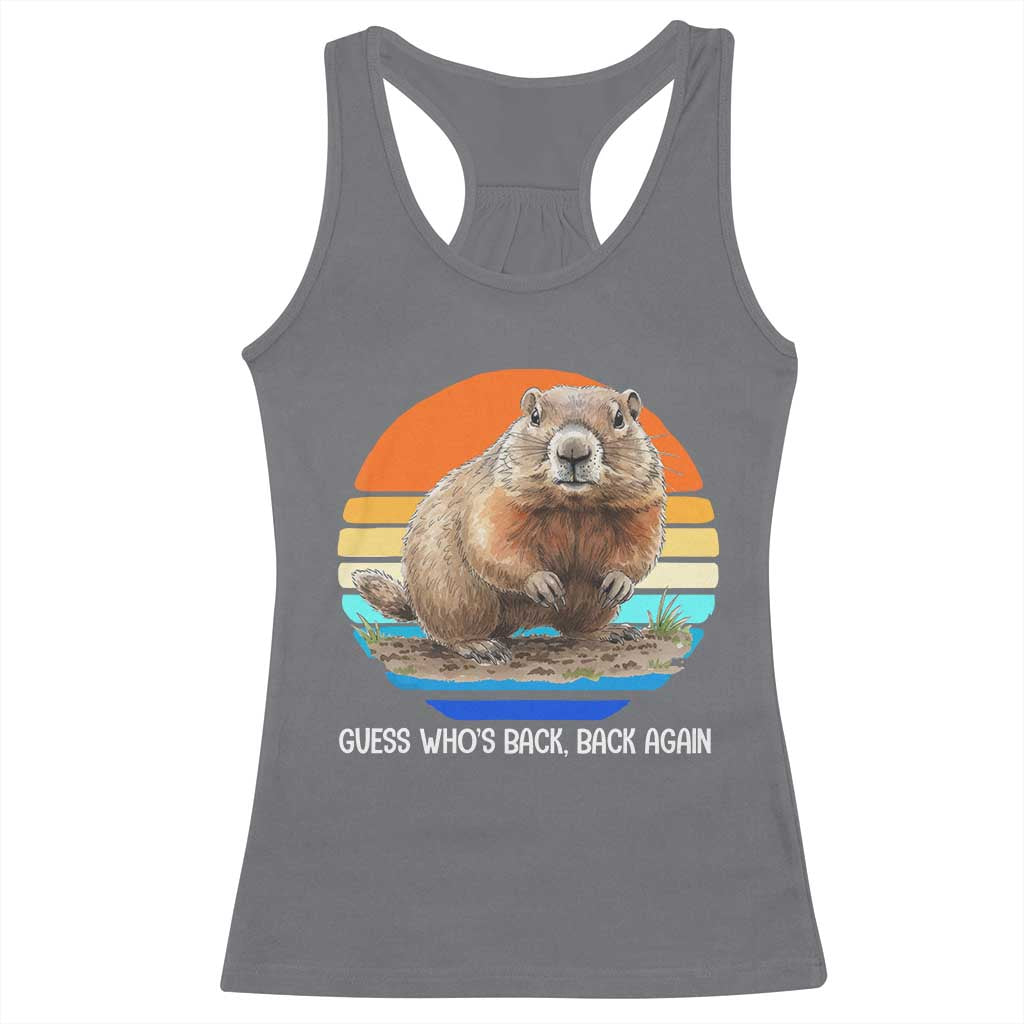 Groundhog Day Racerback Tank Top Retro Vintage Funny Woodchuck Guess Whos Back - Wonder Print Shop