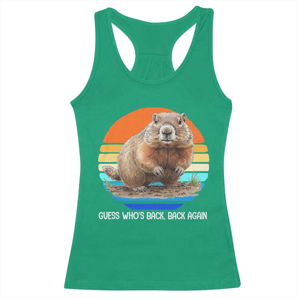Groundhog Day Racerback Tank Top Retro Vintage Funny Woodchuck Guess Whos Back - Wonder Print Shop