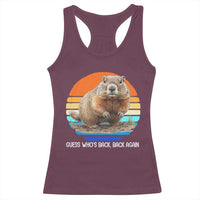 Groundhog Day Racerback Tank Top Retro Vintage Funny Woodchuck Guess Whos Back - Wonder Print Shop