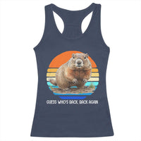 Groundhog Day Racerback Tank Top Retro Vintage Funny Woodchuck Guess Whos Back - Wonder Print Shop