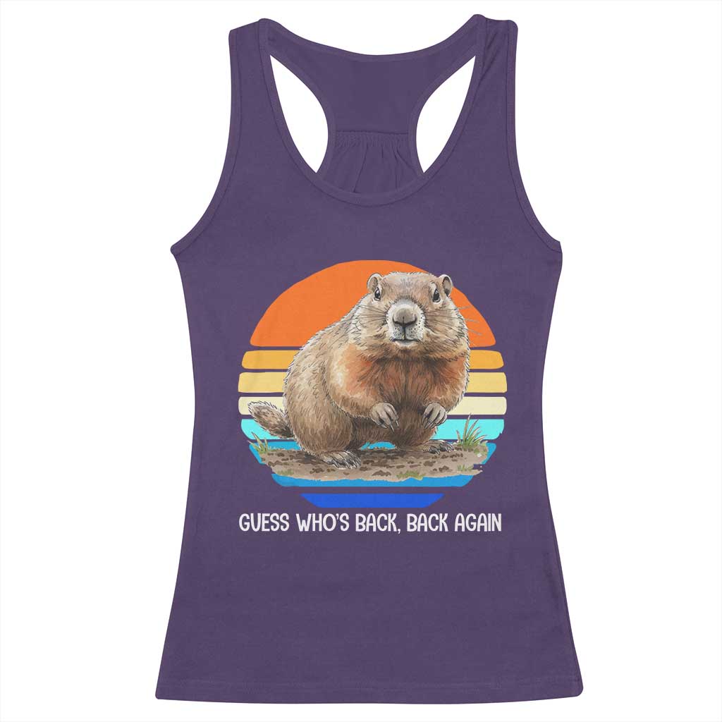 Groundhog Day Racerback Tank Top Retro Vintage Funny Woodchuck Guess Whos Back - Wonder Print Shop