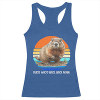 Groundhog Day Racerback Tank Top Retro Vintage Funny Woodchuck Guess Whos Back - Wonder Print Shop