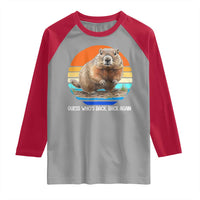 Groundhog Day Raglan Shirt Retro Vintage Funny Woodchuck Guess Whos Back - Wonder Print Shop
