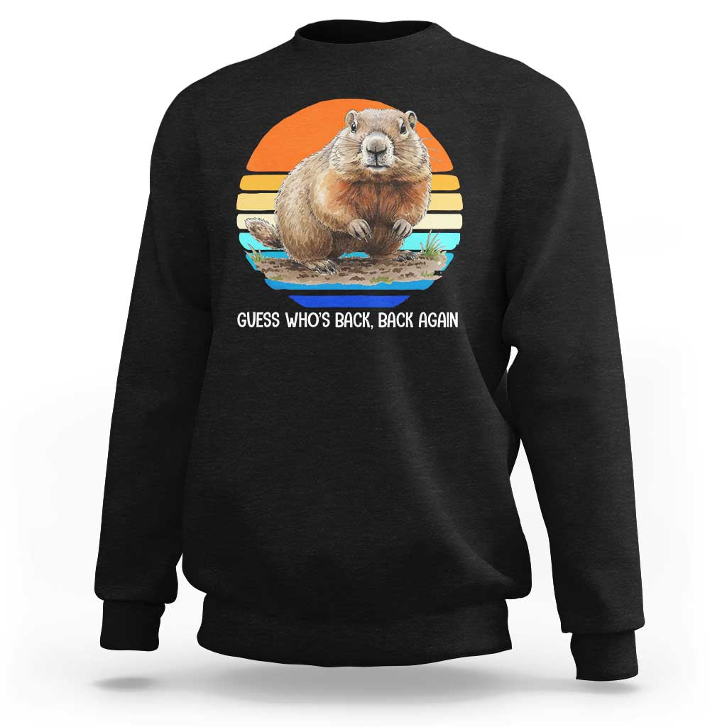 Groundhog Day Sweatshirt Retro Vintage Funny Woodchuck Guess Whos Back - Wonder Print Shop