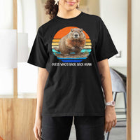Groundhog Day T Shirt For Women Retro Vintage Funny Woodchuck Guess Whos Back - Wonder Print Shop