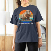 Groundhog Day T Shirt For Women Retro Vintage Funny Woodchuck Guess Whos Back - Wonder Print Shop