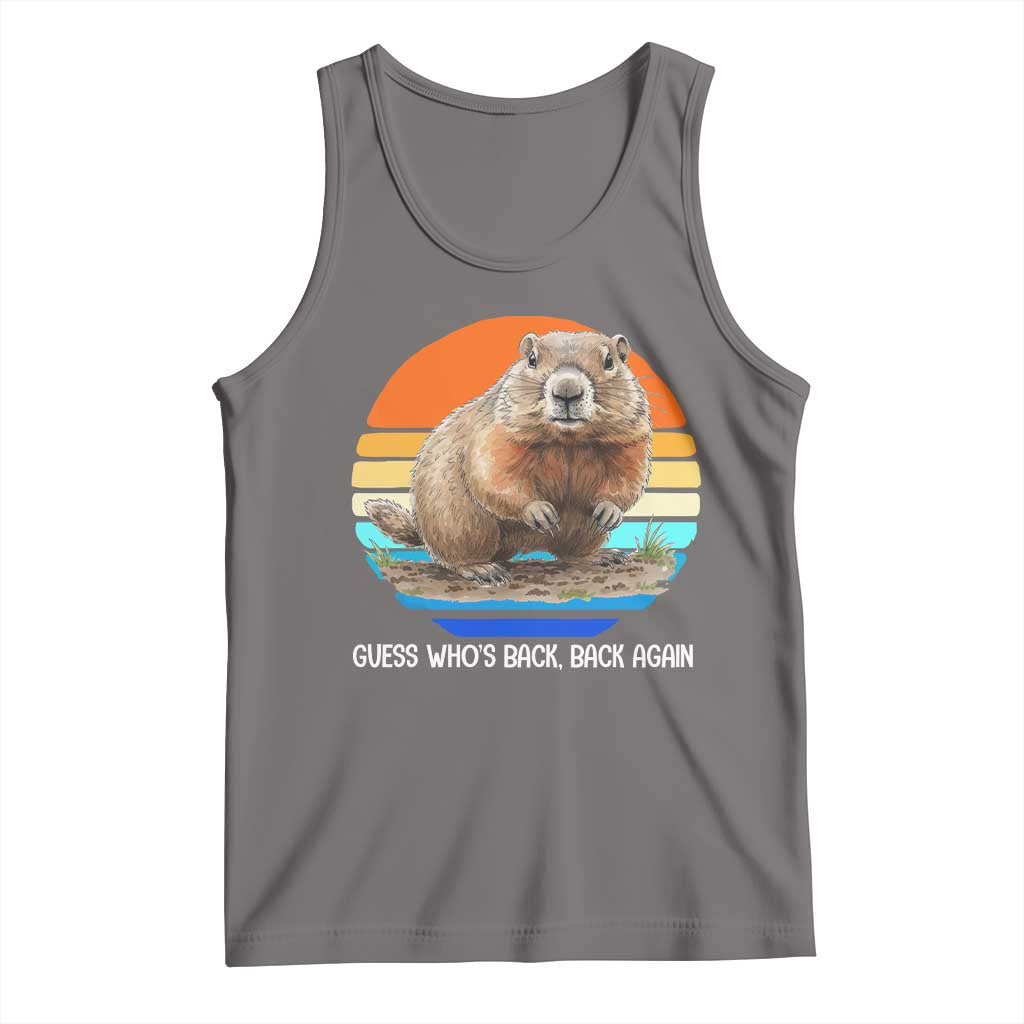 Groundhog Day Tank Top Retro Vintage Funny Woodchuck Guess Whos Back - Wonder Print Shop