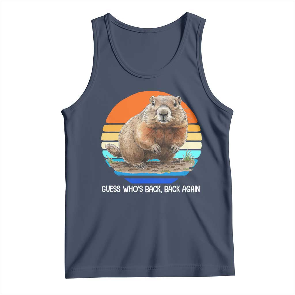Groundhog Day Tank Top Retro Vintage Funny Woodchuck Guess Whos Back - Wonder Print Shop