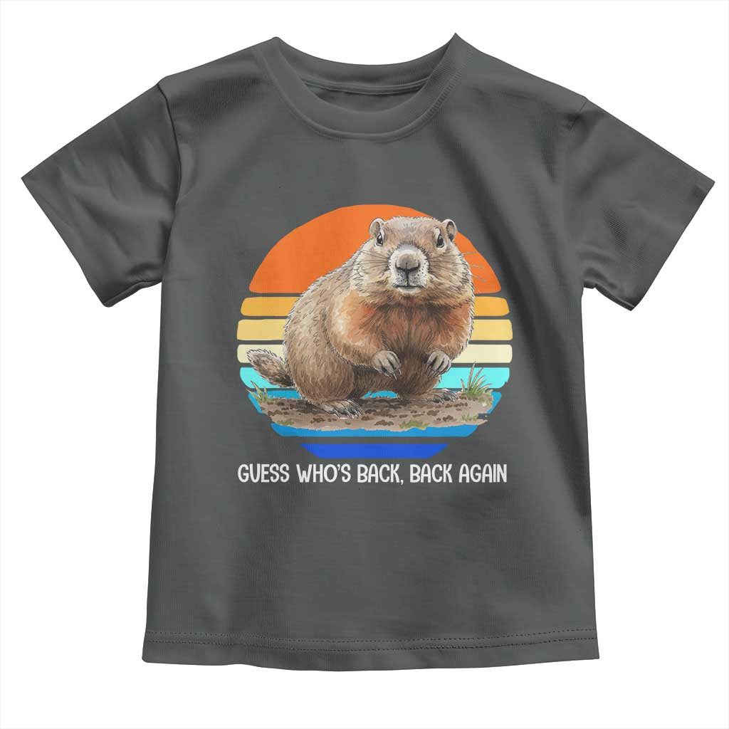 Groundhog Day Toddler T Shirt Retro Vintage Funny Woodchuck Guess Whos Back - Wonder Print Shop