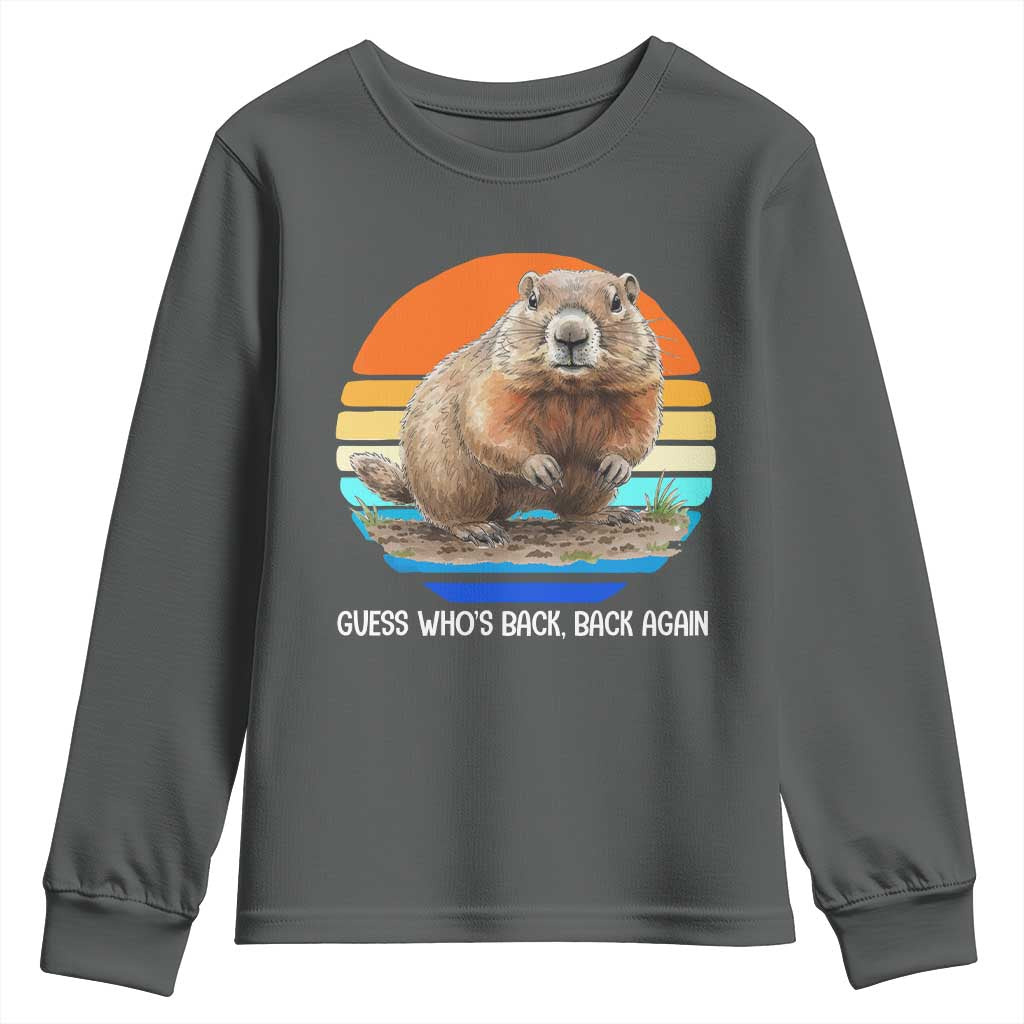 Groundhog Day Youth Sweatshirt Retro Vintage Funny Woodchuck Guess Whos Back - Wonder Print Shop