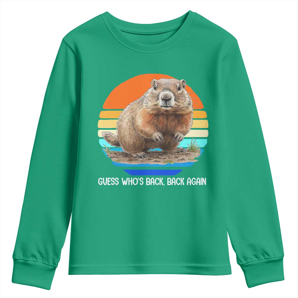 Groundhog Day Youth Sweatshirt Retro Vintage Funny Woodchuck Guess Whos Back - Wonder Print Shop
