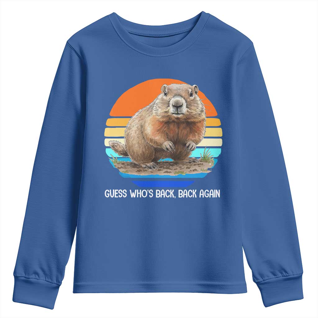 Groundhog Day Youth Sweatshirt Retro Vintage Funny Woodchuck Guess Whos Back - Wonder Print Shop