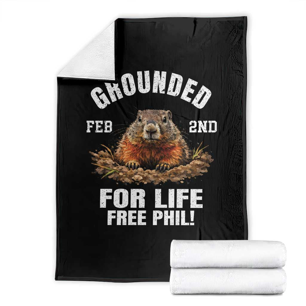 Funny Groundhog Throw Blanket Grounded For Life Ground Hog Day - Wonder Print Shop