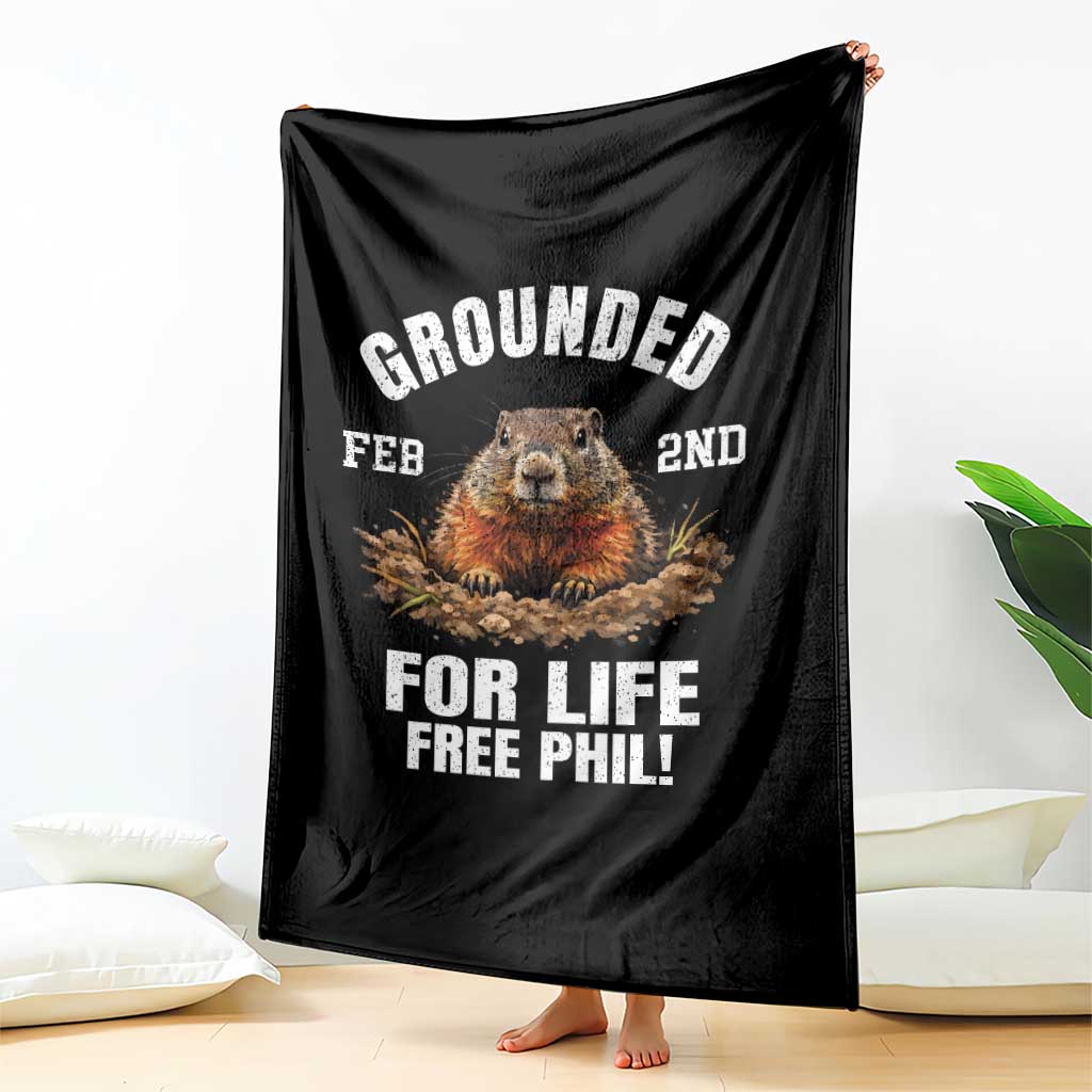 Funny Groundhog Throw Blanket Grounded For Life Ground Hog Day - Wonder Print Shop
