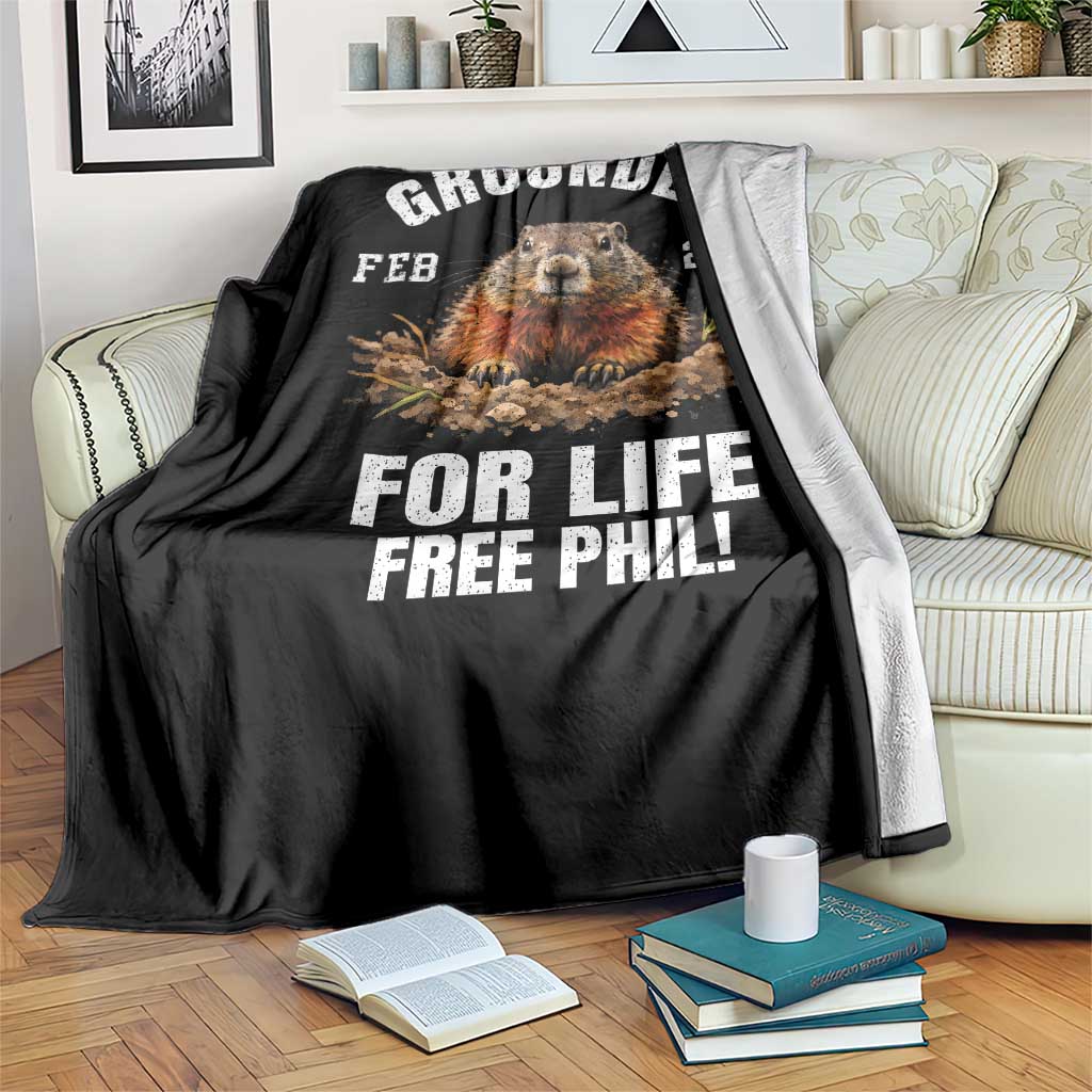 Funny Groundhog Throw Blanket Grounded For Life Ground Hog Day - Wonder Print Shop