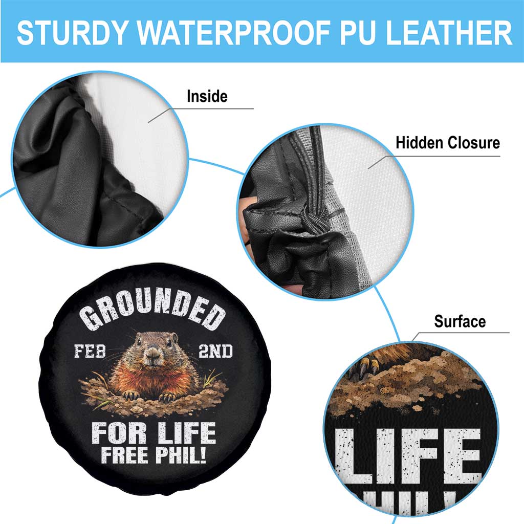 Funny Groundhog Spare Tire Cover Grounded For Life Ground Hog Day - Wonder Print Shop