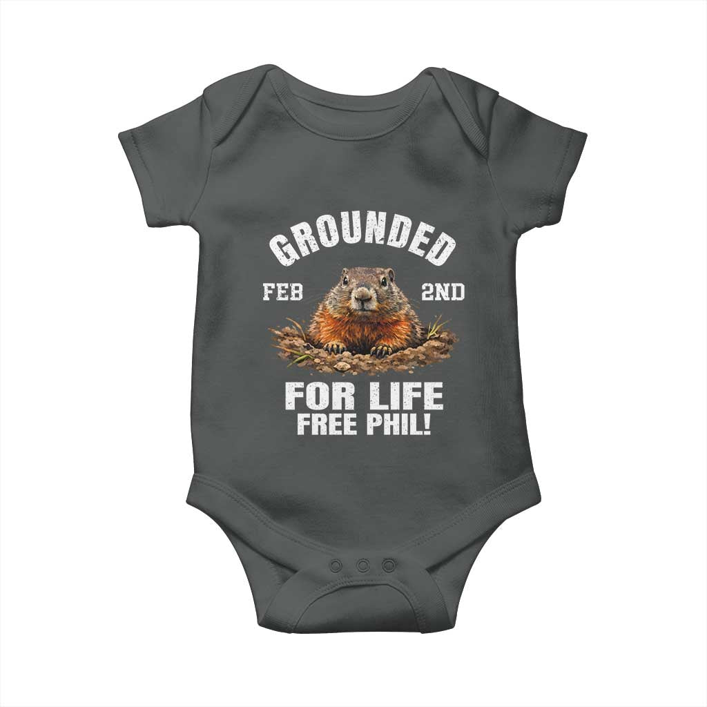 Funny Groundhog Baby Onesie Grounded For Life Ground Hog Day - Wonder Print Shop
