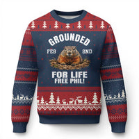 Funny Groundhog Ugly Christmas Sweater Grounded For Life Ground Hog Day - Wonder Print Shop