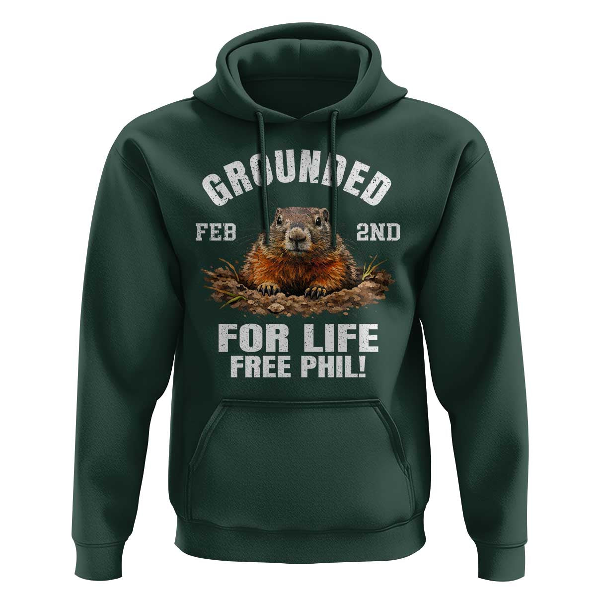 Funny Groundhog Hoodie Grounded For Life Ground Hog Day - Wonder Print Shop