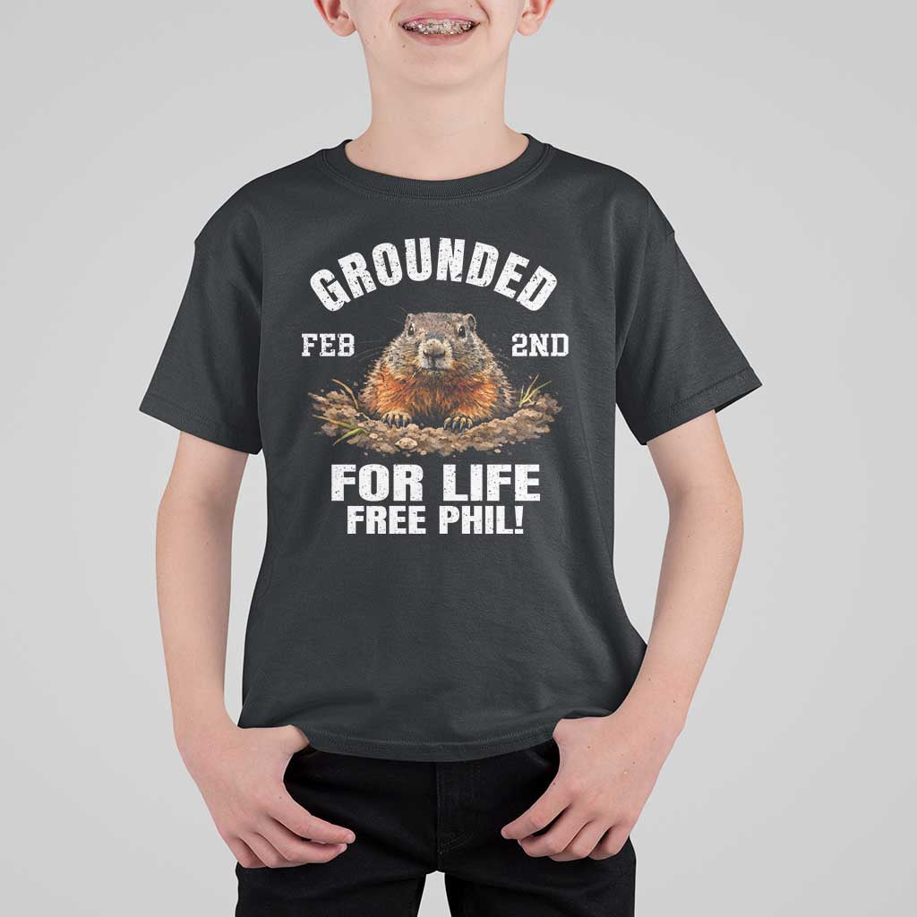 Funny Groundhog T Shirt For Kid Grounded For Life Ground Hog Day - Wonder Print Shop