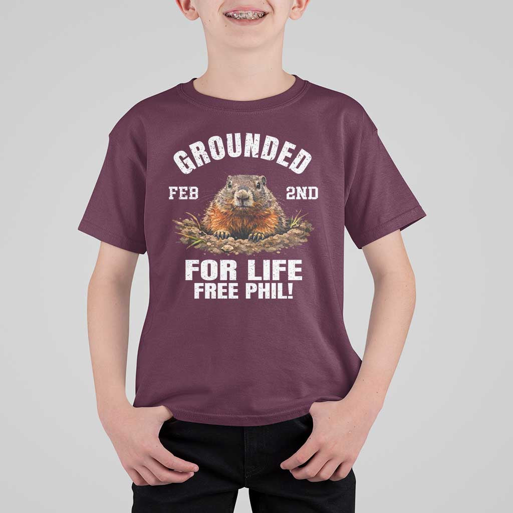 Funny Groundhog T Shirt For Kid Grounded For Life Ground Hog Day - Wonder Print Shop