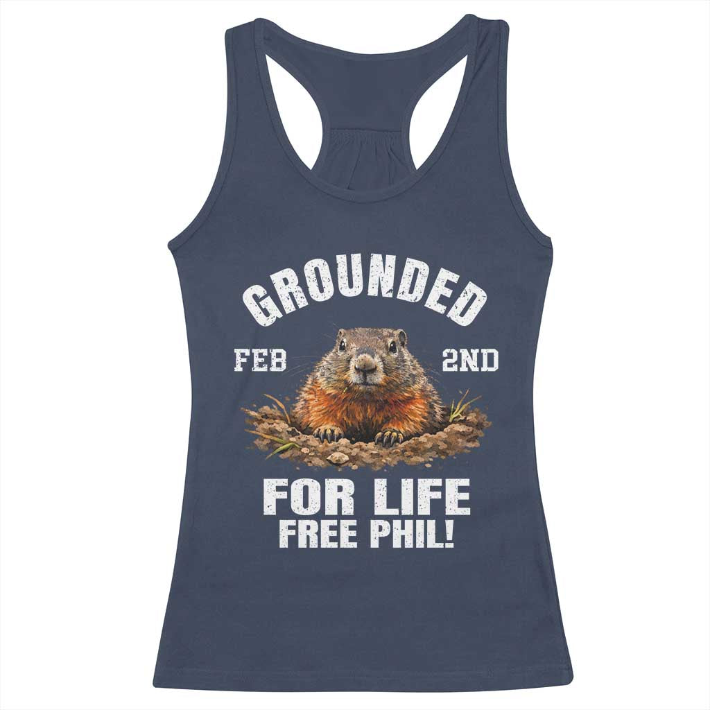 Funny Groundhog Racerback Tank Top Grounded For Life Ground Hog Day - Wonder Print Shop