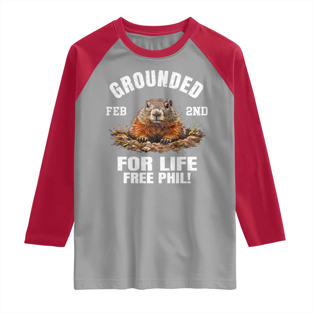 Funny Groundhog Raglan Shirt Grounded For Life Ground Hog Day - Wonder Print Shop