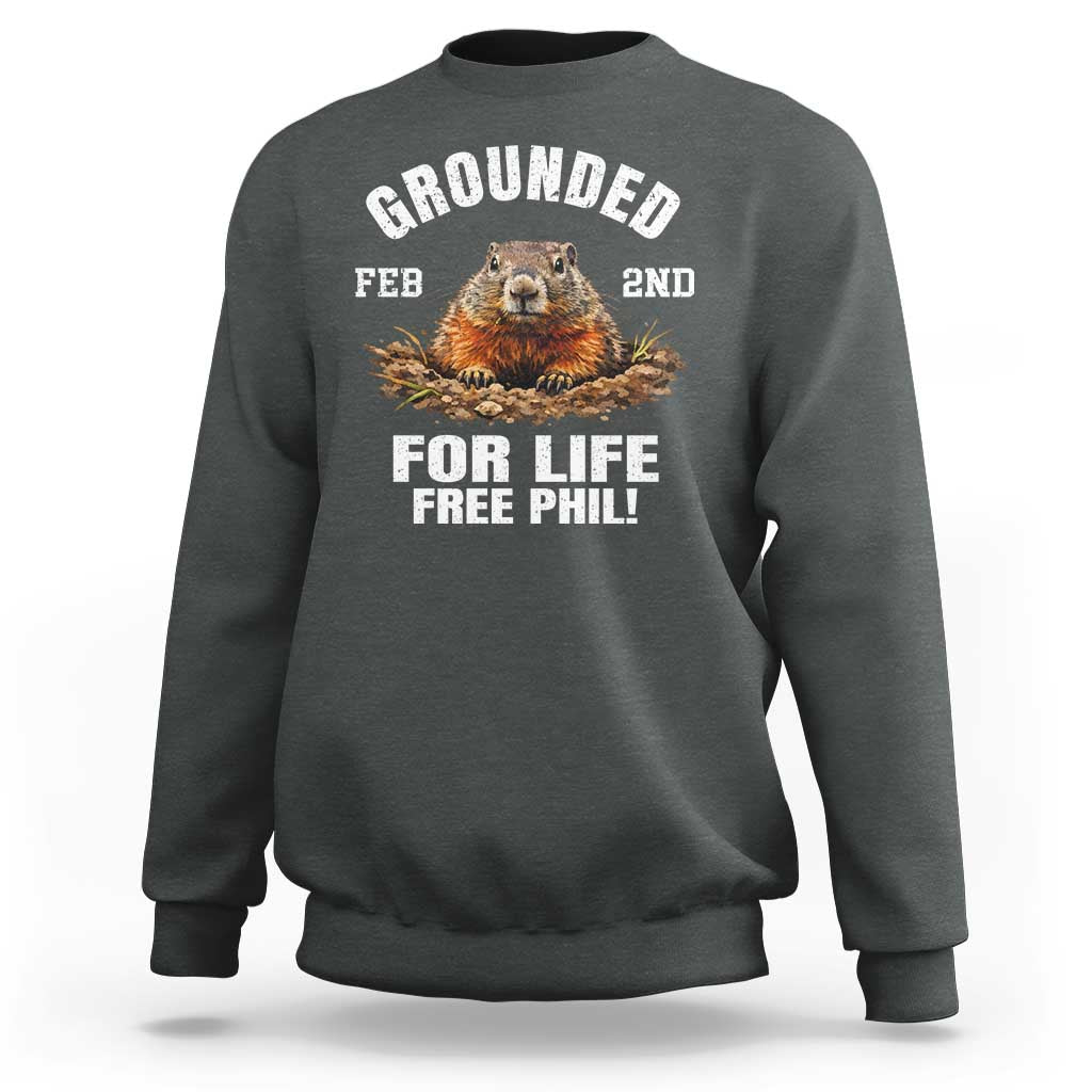Funny Groundhog Sweatshirt Grounded For Life Ground Hog Day - Wonder Print Shop