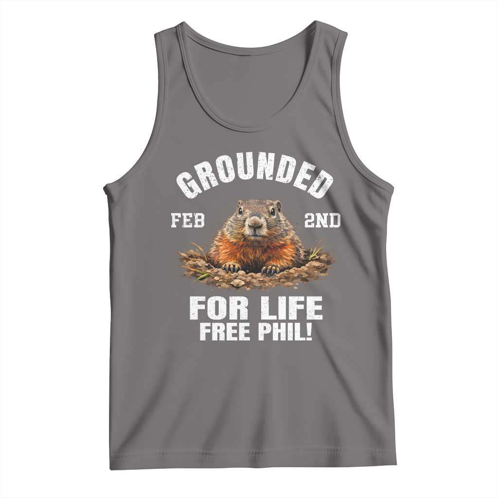 Funny Groundhog Tank Top Grounded For Life Ground Hog Day - Wonder Print Shop