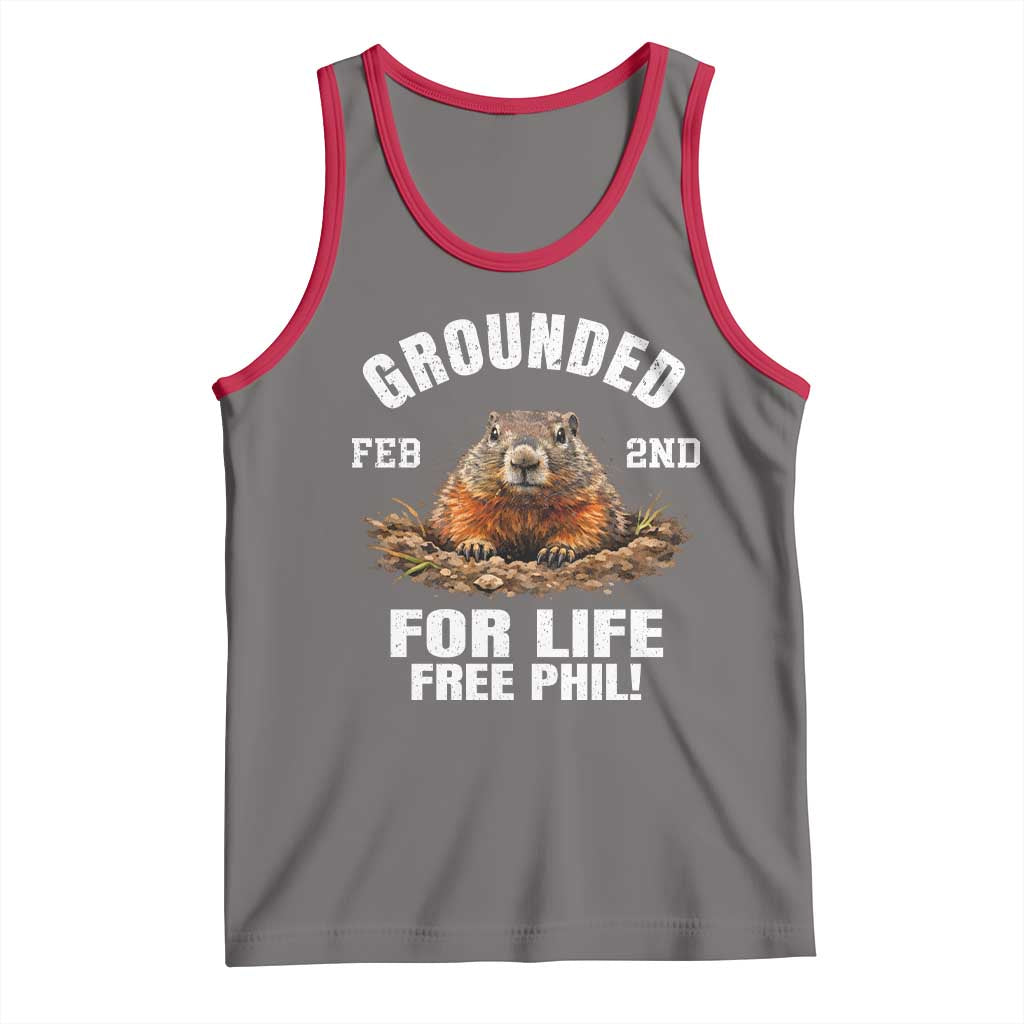 Funny Groundhog Tank Top Grounded For Life Ground Hog Day - Wonder Print Shop