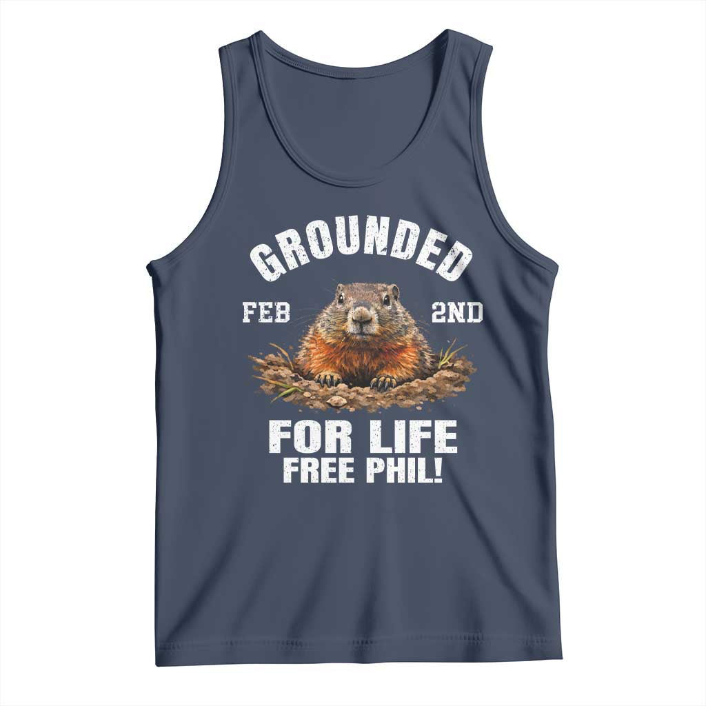 Funny Groundhog Tank Top Grounded For Life Ground Hog Day - Wonder Print Shop
