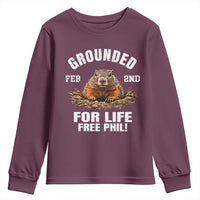 Funny Groundhog Youth Sweatshirt Grounded For Life Ground Hog Day - Wonder Print Shop