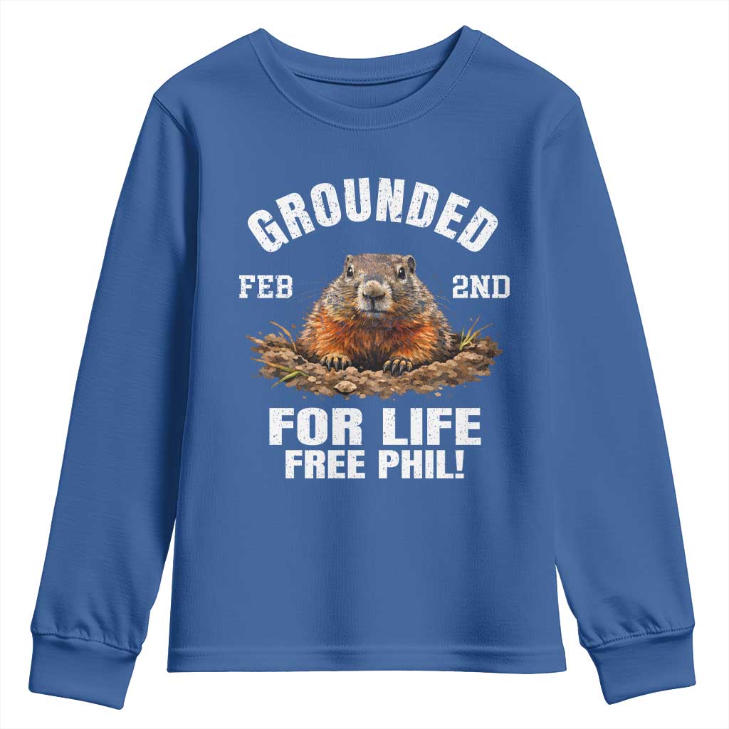 Funny Groundhog Youth Sweatshirt Grounded For Life Ground Hog Day - Wonder Print Shop