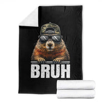 Bruh Groundhog Throw Blanket Funny Woodchuck Camo Hat Youth Teens Kids Slang - Wonder Print Shop