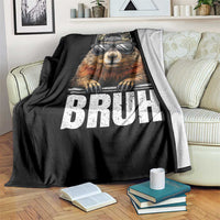 Bruh Groundhog Throw Blanket Funny Woodchuck Camo Hat Youth Teens Kids Slang - Wonder Print Shop