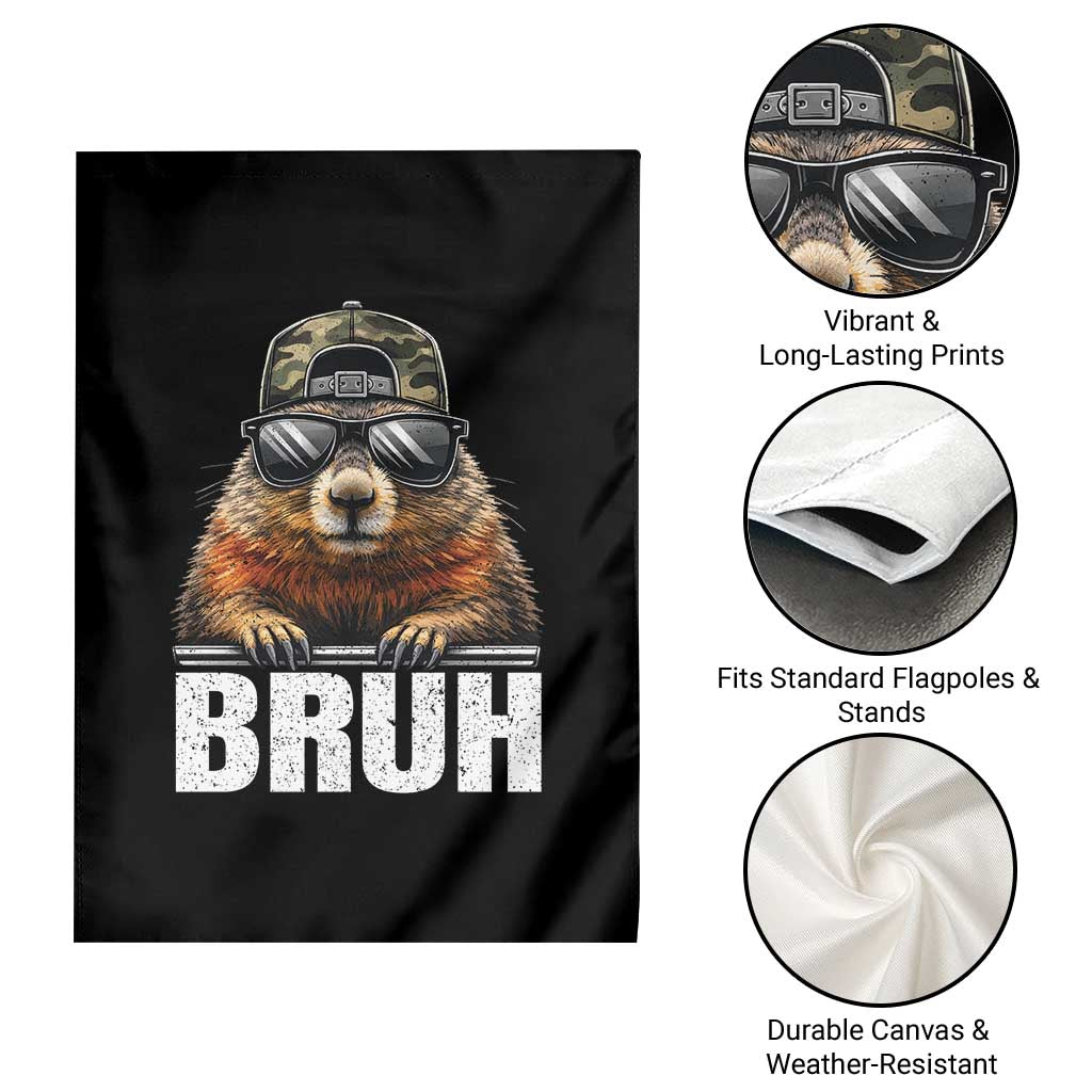 Bruh Groundhog Garden Flag Funny Woodchuck Camo Hat Youth Teens Kids Slang - Wonder Print Shop