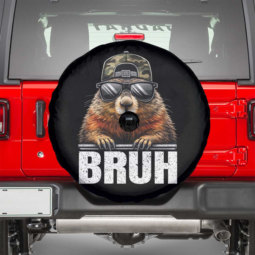 Bruh Groundhog Spare Tire Cover Funny Woodchuck Camo Hat Youth Teens Kids Slang - Wonder Print Shop