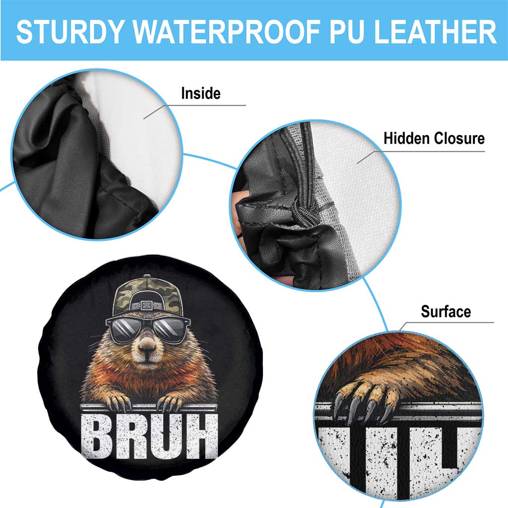 Bruh Groundhog Spare Tire Cover Funny Woodchuck Camo Hat Youth Teens Kids Slang - Wonder Print Shop