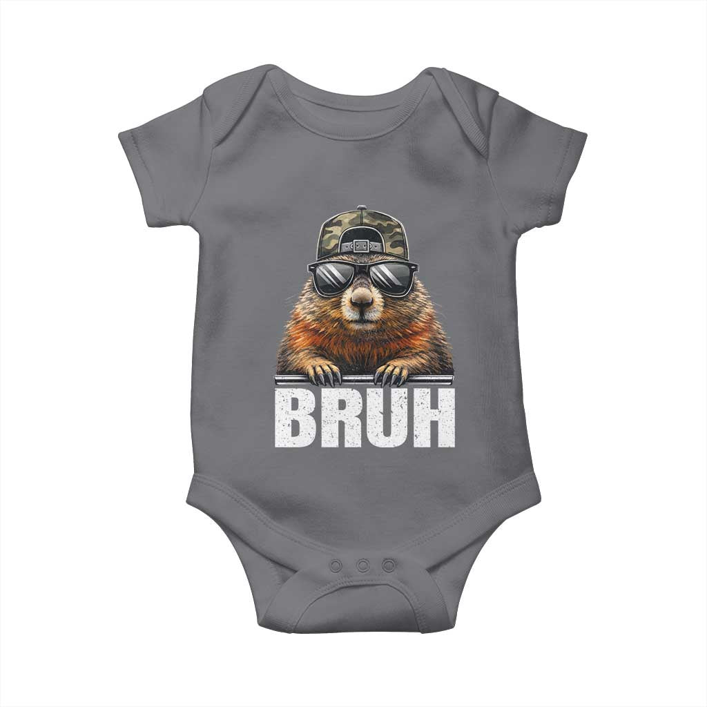 Bruh Groundhog Baby Onesie Funny Woodchuck Camo Hat Youth Teens Kids Slang - Wonder Print Shop