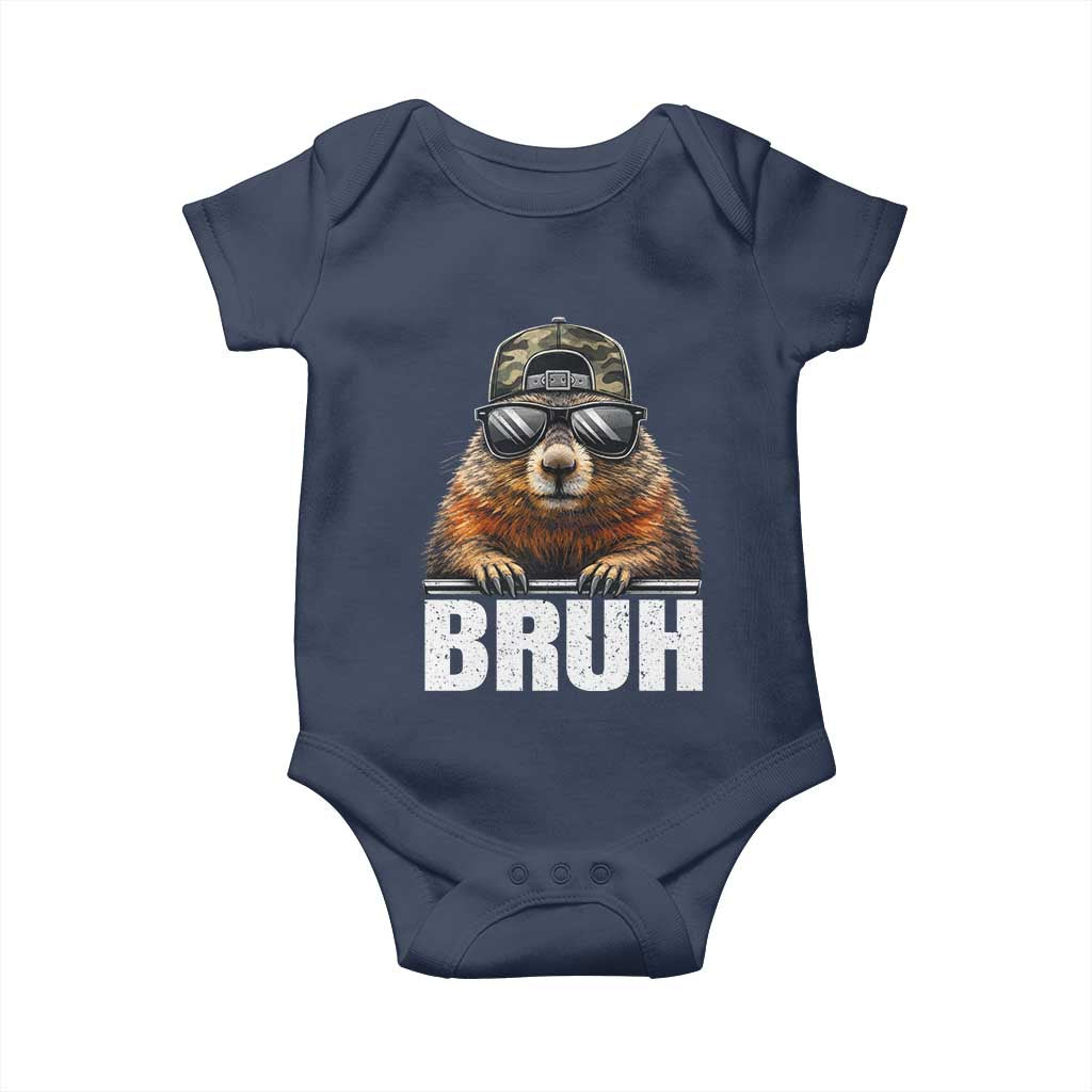 Bruh Groundhog Baby Onesie Funny Woodchuck Camo Hat Youth Teens Kids Slang - Wonder Print Shop