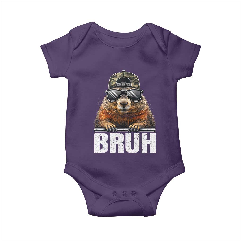 Bruh Groundhog Baby Onesie Funny Woodchuck Camo Hat Youth Teens Kids Slang - Wonder Print Shop