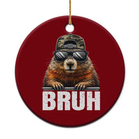 Bruh Groundhog Ceramic Ornament Funny Woodchuck Camo Hat Youth Teens Kids Slang - Wonder Print Shop